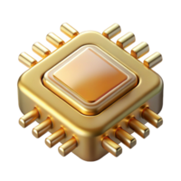 intense breathtaking High-tech data chip with intricate gold wiring. NO BACKGROUND with Transparent Background. refined png