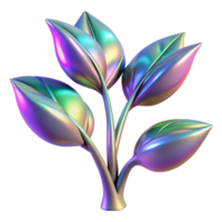 ethereal striking Bioengineered alien plant with iridescent leaves. NO BACKGROUND with Transparent Background. high quality png