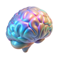 vibrant organic Holographic projection of a human brain. NO BACKGROUND with Transparent Background. fine detail png