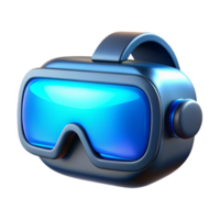 enchanting bohemian Virtual reality headset with glowing blue lenses. NO BACKGROUND with Transparent Background. masterfully captured png