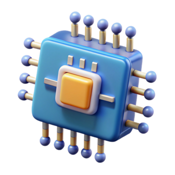 exquisite sought-after Artificial intelligence chip with complex circuitry. NO BACKGROUND with Transparent Background. png