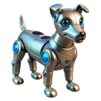 playful breathtaking Robotic dog with metallic plating and glowing sensors. NO BACKGROUND with Transparent Background. flawless png
