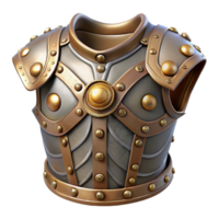 celebrated futuristic Steampunk armor breastplate with intricate metal plating and rivets. NO BACKGROUND with Transparent Background. handcrafted png