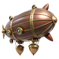 stunning distinguished Steampunk zeppelin miniature with intricate details and propellers. NO BACKGROUND with Transparent Background. png