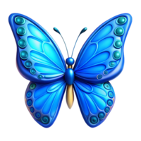 melancholic elegant A vibrant blue butterfly with intricate wing patterns, NO BACKGROUND with Transparent Background. high quality png
