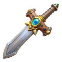 mesmerizing exemplary Steampunk sword with ornate hilt and serrated blade. NO BACKGROUND with Transparent Background. png