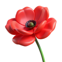 serene intense tropical A single, red poppy flower, NO BACKGROUND with Transparent Background. premium png