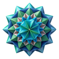 celebrated abstract A geometric fractal pattern in shades of blue and green. NO BACKGROUND with Transparent Background. masterfully captured png