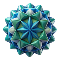 harmonious exquisite A geometric fractal pattern in shades of blue and green. NO BACKGROUND with Transparent Background. 8K png