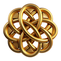 nostalgic captivating An intricate Celtic knot design in metallic gold. NO BACKGROUND with Transparent Background. museum quality png
