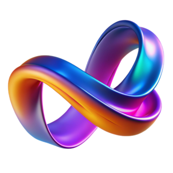 captivating dreamy retro A flowing, ribbon-like form in vibrant gradient colors. NO BACKGROUND with Transparent Background. high resolution png