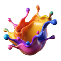 splendid memorable A dynamic splash of colorful liquid suspended in mid-air. NO BACKGROUND with Transparent Background. png