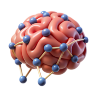 gorgeous harmonious traditional A stylized brain with interconnected neural pathways. NO BACKGROUND with Transparent Background. detailed png