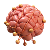 calm elegant A stylized brain with interconnected neural pathways. NO BACKGROUND with Transparent Background. 4K png