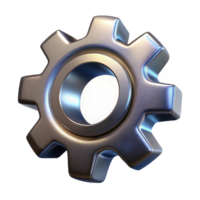 ethereal dazzling A single, stylized gear made of metallic cogs. NO BACKGROUND with Transparent Background. gallery standard png