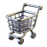 intense radiant A single, stylized shopping cart made of metallic lines. NO BACKGROUND with Transparent Background. gallery standard png