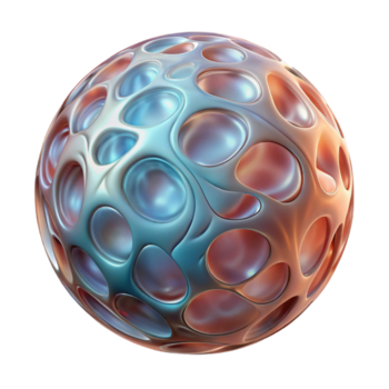 melancólico impresionante un flotante, translúcido esfera con un fractal modelo. No antecedentes con transparente antecedentes. alto calidad png