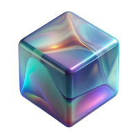 sumptuous urban A floating, translucent cube with a holographic effect. NO BACKGROUND with Transparent Background. handcrafted png