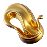 celebrated bohemian A flowing, abstract liquid stream in metallic gold. NO BACKGROUND with Transparent Background. elite png