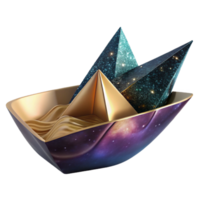 wonderful artistic Origami Boat Smooth Surface Cutout Transparent Background detailed png