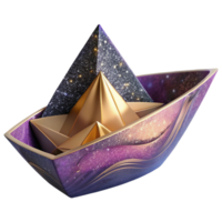 vibrant abstract Origami Boat Smooth Surface Cutout Transparent Background high quality png