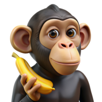 peaceful glorious A chimpanzee eating a banana, NO BACKGROUND with Transparent Background. refined png