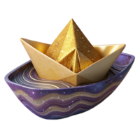 serene abstract Origami Boat Sailing Position Isolated png