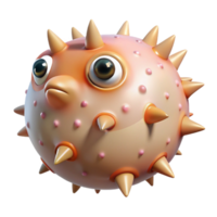 spectacular dynamic impressionist A pufferfish inflated, NO BACKGROUND with Transparent Background. original png