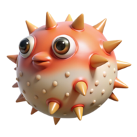 gorgeous playful bohemian A pufferfish inflated, NO BACKGROUND with Transparent Background. refined png