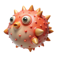 passionate beautiful A pufferfish inflated, NO BACKGROUND with Transparent Background. detailed png