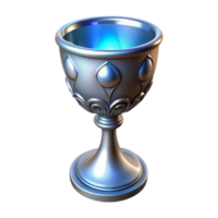 gorgeous retro A single, ornate silver chalice, filled with glowing liquid. NO BACKGROUND with Transparent Background. professional png