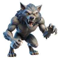 mysterious extraordinary A snarling werewolf, mid-transformation, fur and claws visible. NO BACKGROUND with Transparent Background. artisan png
