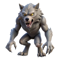 coveted vintage A snarling werewolf, mid-transformation, fur and claws visible. NO BACKGROUND with Transparent Background. expertly shot png
