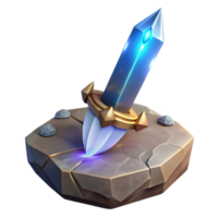 wonderful bold abstract A gleaming magical sword, embedded in a stone. NO BACKGROUND with Transparent Background. artisan png