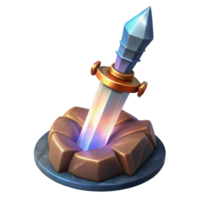hypnotic dramatic organic A gleaming magical sword, embedded in a stone. NO BACKGROUND with Transparent Background. original png