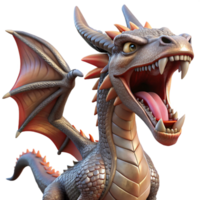 serene dramatic abstract A fierce dragon, scales shimmering, mouth open in a roar. NO BACKGROUND with Transparent Background. handcrafted png