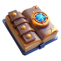 bold gorgeous A detailed, ancient spellbook, open to a page with glowing runes. NO BACKGROUND with Transparent Background. professional png