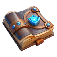 playful magnificent A detailed, ancient spellbook, open to a page with glowing runes. NO BACKGROUND with Transparent Background. 4K png