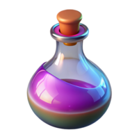 tranquil sumptuous A single, glistening potion bottle, filled with a swirling, colorful liquid. NO BACKGROUND with Transparent Background. sharp png