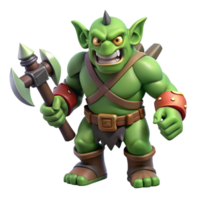 glorious dynamic nordic A menacing orc, wielding a crude axe. NO BACKGROUND with Transparent Background. gallery standard png