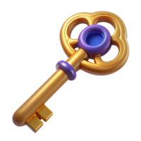 wonderful gothic A single, intricate key, seemingly ancient and magical. NO BACKGROUND with Transparent Background. expertly shot png