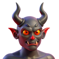 elegant iconic A horned demon, with glowing red eyes. NO BACKGROUND with Transparent Background. png