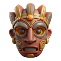 pristine playful tropical A stylized tribal mask, with intricate carvings. NO BACKGROUND with Transparent Background. top-tier png
