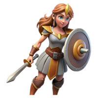 misterioso encantador uma feroz Guerreiro mulher, empunhando uma espada e escudo. não fundo com transparente fundo. refinado png