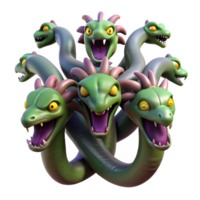 breathtaking peaceful gothic A realistic rendering of a hydra, multiple heads visible. NO BACKGROUND with Transparent Background. premium png