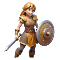 immaculate urban A fierce warrior woman, wielding a sword and shield. NO BACKGROUND with Transparent Background. expertly shot png