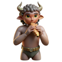 melancholic picturesque A realistic rendering of a satyr, playing a pan flute. NO BACKGROUND with Transparent Background. elite png