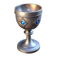gorgeous distinctive A single, ornate silver chalice with glowing runes, NO BACKGROUND with Transparent Background. png