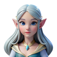 mesmerizing reflective renaissance A beautiful elf princess with flowing white hair, NO BACKGROUND with Transparent Background. crisp png