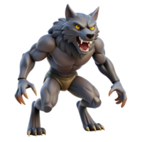 ethereal mesmerizing A fierce werewolf mid-transformation, NO BACKGROUND with Transparent Background. professional png